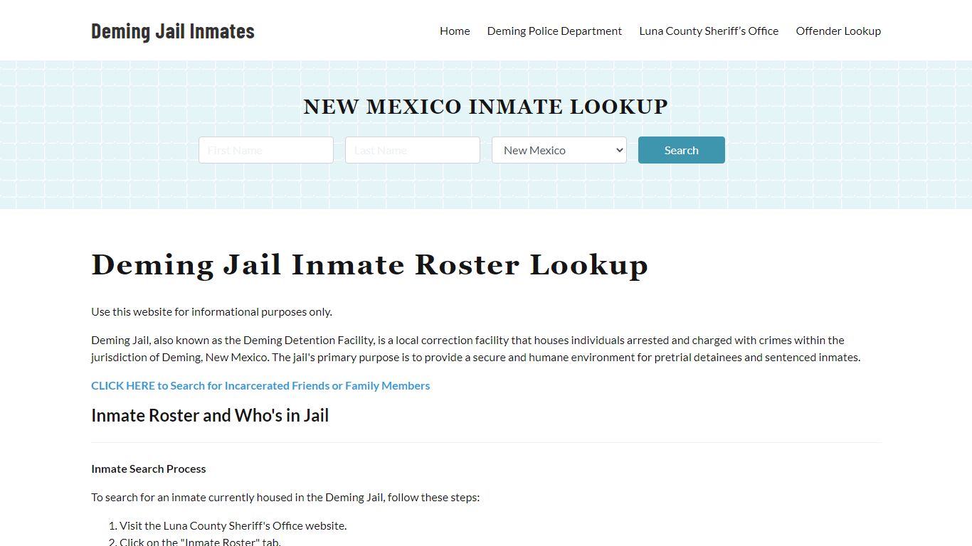 Deming Jail Inmate Roster, Luna County, NM, Offender Search