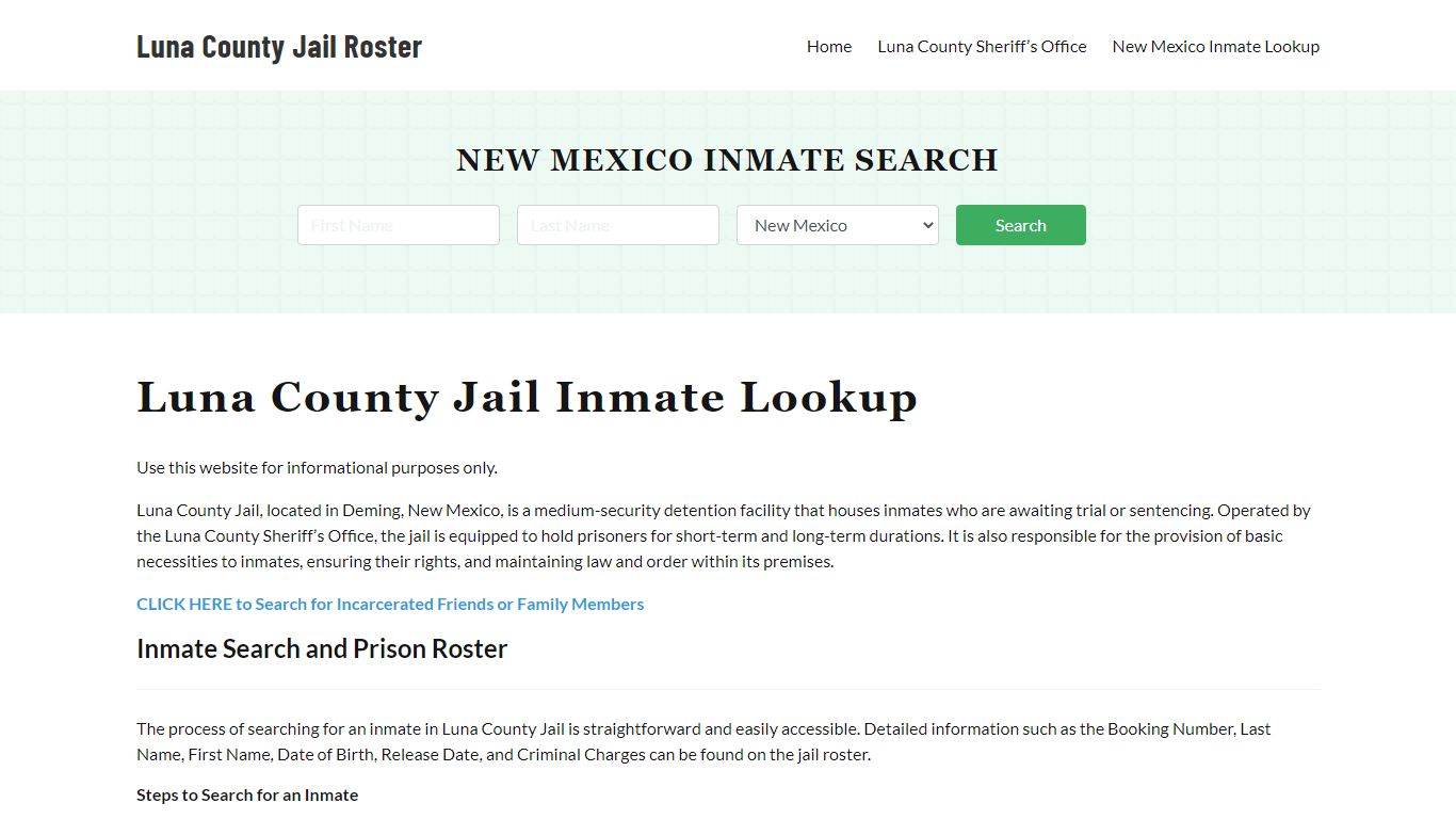 Luna County Jail Roster Lookup, NM, Inmate Search