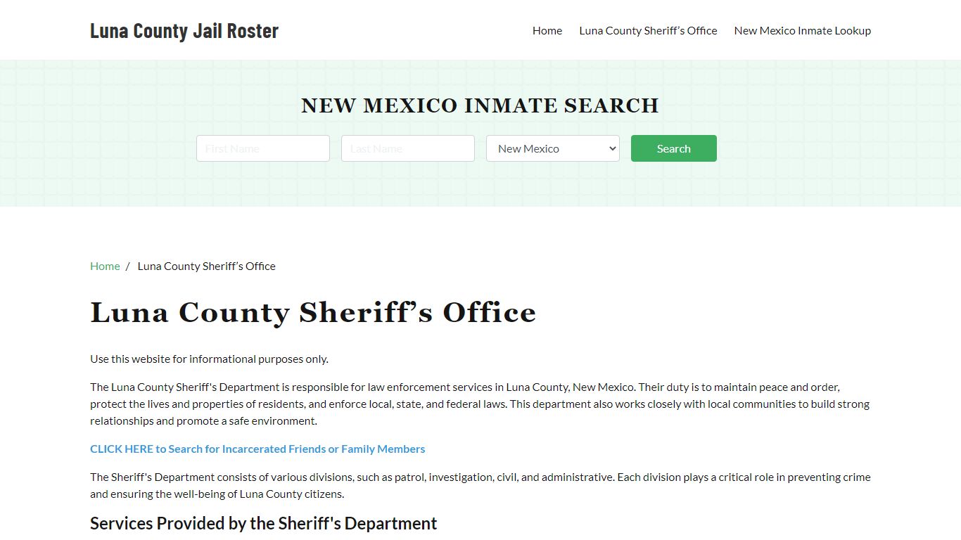 Luna County Sheriff Office, NM, Arrest Warrants Search